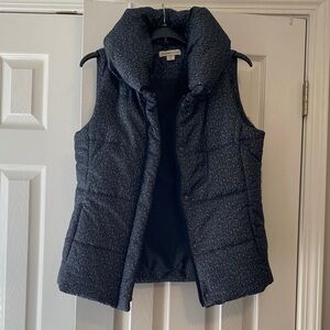 Coldwater Creek Charcoal and White Speckled Puffer Vest